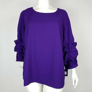 Alfani Womens Blouse Top Purple Sleeve Plus Size 2